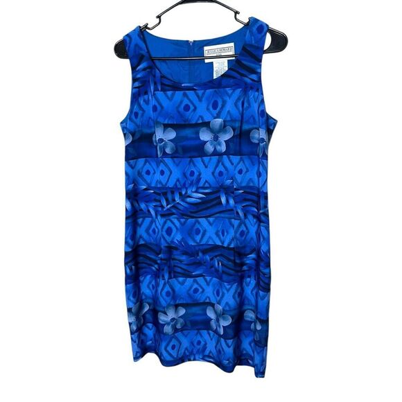 Vintage Jessica Howard Blue Sleeveless‎ Scoop Neck Knee Length Dress 10 - Picture 1 of 7